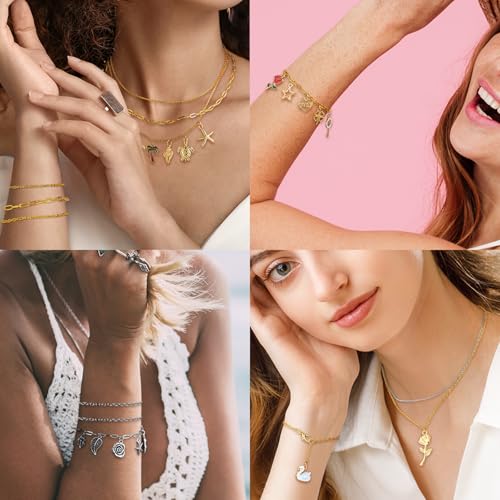 Zefy 18K Gold Silver Chain for Jewelry Making with 348 Pcs Charms | 19.7ft 6 Rolls Stainless Steel Chains Bulk Jump Rings Lobster Clasps Set for DIY Bracelet Necklace Crafts - size: Medium