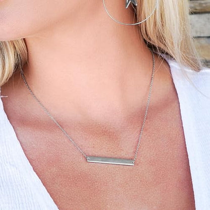 Multi Gold Bar Necklace for Women Vertical/Horizontal Bar Pendant Necklaces with Adjustable Chain Necklace Adult Jewelry - color: Silver