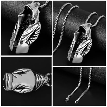 Stainless Steel Gothic Y2K Punk Rock Emo Biker Pendant Necklace | Cosplay Vintage Viking Alt Edgy Fashion Charm Necklace Jewelry for Men Women Active Daily Wear - style: Wizard Cloak