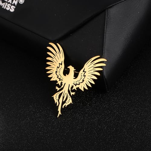 Large-sized Gold Color Phoenix Bird Brooch Wolf and Lion Brooch and Pin - style: Phoenix