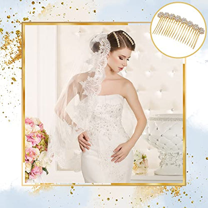Geosar 4 Pieces Alloy Rhinestone Side Hair Combs Crystal Flower Clips Wedding Comb Bridal Jewelry Clips Combs French Hair Accessories for Women(Silver,Gold) - color: Silver,Gold