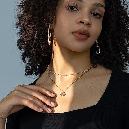 Layered Necklaces for Women - 14K Dainty Gold Plated Layering Chokers Necklaces Set Multilayer Delicate Necklace Trendy Adjustable Long Layered Necklaces for Women - style: 25 Evil Eye Necklace