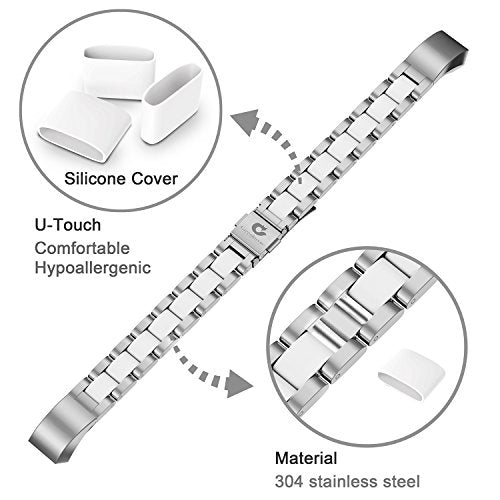Compatible with Alta Bands Metal, Special Edition Replacement for Alta HR Stainless Steel Bands Adjustable Accessory Wristband Small Large for Alta Bracelet Women Men - color: A1-Silver-White
