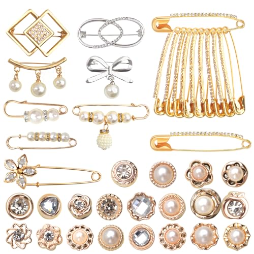 Extra Large Safety Pins Vintage Crystal Tree Leaf Branch Brooches Big Alloy Heavy Duty Sweater Shawl Clip Brooch Pin for Clothing Dress Skirt Hat Scarf Blanket - color: Gold