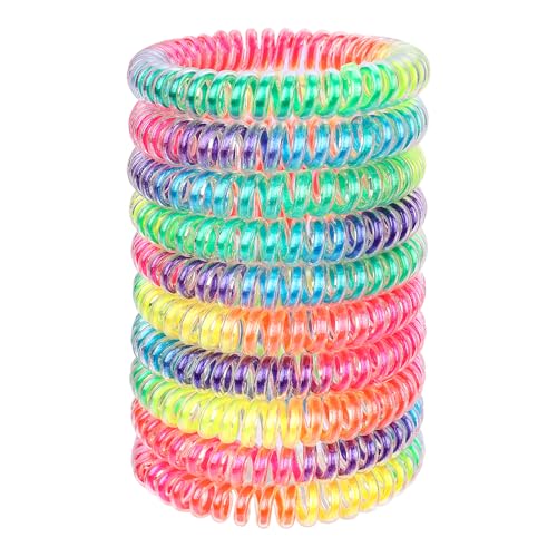 JessLab Spiral Hair Ties for Women, 10-Pack Traceless No-Damage Ponytail Holders, Coils Hair Bands for Girls, Assorted Colors - color: #42