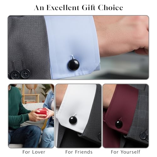 4Pairs Tuxedo Shirt Studs, Men's Tuxedo Buttons and Cufflinks | Men’s Jewelry Accessories Suitable for Black Suit White Shirts Vest and Red Bow tie on Wedding or Anniversary and Birthday