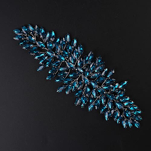 JWICOS Bridal Headband Crystal Wedding Hair Vine Headpieces for Bride and Girls (Lake) - color: Lake