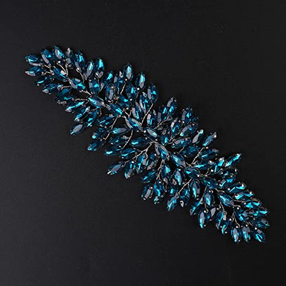 JWICOS Bridal Headband Crystal Wedding Hair Vine Headpieces for Bride and Girls (Lake) - color: Lake