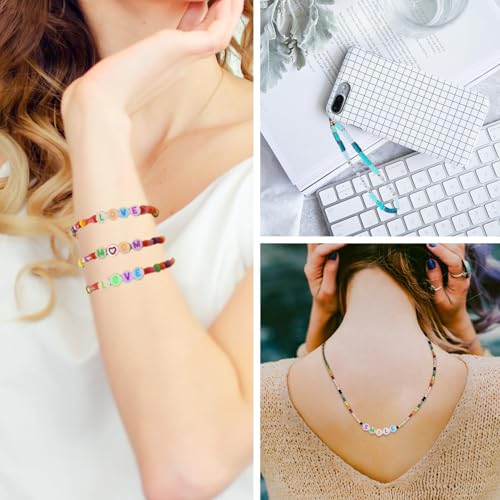 1000Pcs Glow Letter Beads Acrylic Alphabet Bead Glow in The Dark, 4x7 mm Round Beads for Friendship Bracelets and DIY Crafts - color: Glow in the dark(Round)