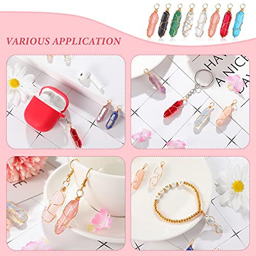 Hicarer 16 Pieces Healing Crystal Pendant Hexagonal Natural Crystal Pendant Pointed Quartz Gemstone Jewelry Wire Wrapped Charms for Necklace Jewelry Making DIY Craft(Lovely Colors)