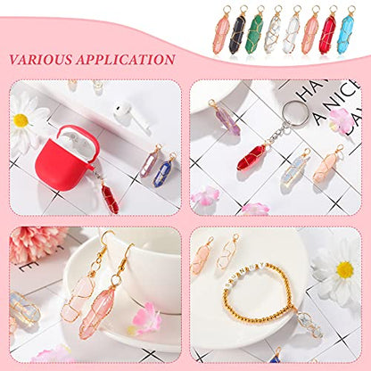 Hicarer 16 Pieces Healing Crystal Pendant Hexagonal Natural Crystal Pendant Pointed Quartz Gemstone Jewelry Wire Wrapped Charms for Necklace Jewelry Making DIY Craft(Lovely Colors)