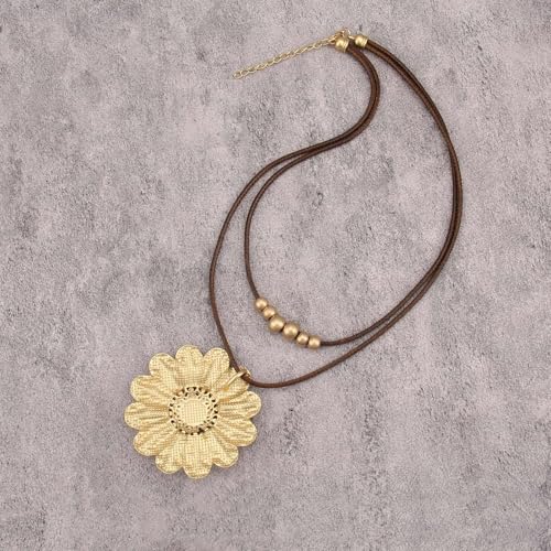 Boho Necklaces for Women Chunky Circle Necklace Bohemian Necklaces | Chunky Boho Necklace for Women Layered Boho Circle Leather Choker Necklace Long Vintage Necklaces Bohemian Jewlery Gifts - style: Bohemian Large Pendant Necklace