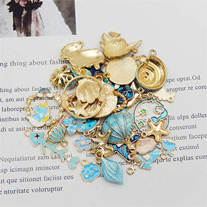 30pcs Mixed Enamel Charms Pendants for Jewelry Making Bulk lot Necklace Earrings Bracelet Craft Findings - color: Blue
