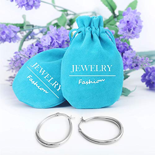 Silver Oval Hoop Earrings for Women 14K Gold Plated Hoop Earrings | Hypoallergenic Lightweight - color: A-Silver