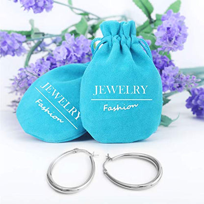 Silver Oval Hoop Earrings for Women 14K Gold Plated Hoop Earrings | Hypoallergenic Lightweight - color: A-Silver