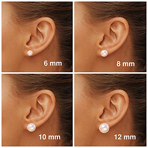 18K Gold Plated 925 Sterling Silver Shell Pearl Stud Earrings,Hypoallergenic to Sensitive Ears - style: D_L - 10mm - Silver