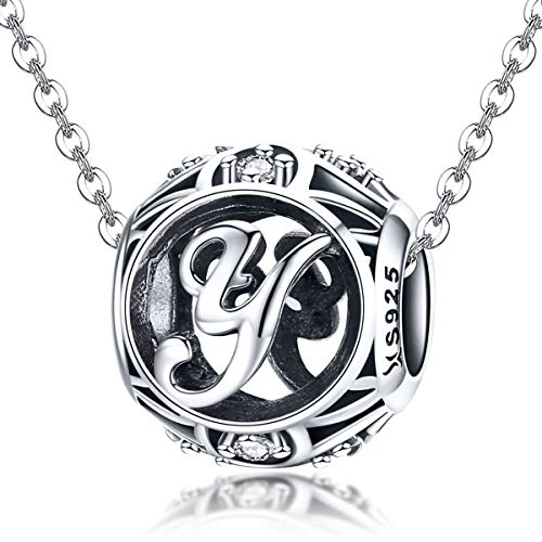 Letter Charms 925 Sterling Silver Initial A-Z Bead Charms | For Bracelets Necklaces, Hypoallergenic,Cubic Zirconia Alphabet Beads, Personalized Gifts for Women - color: Y