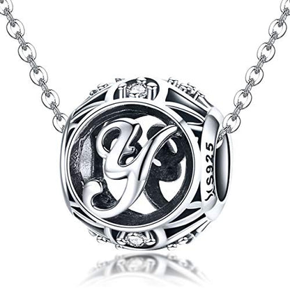 Letter Charms 925 Sterling Silver Initial A-Z Bead Charms | For Bracelets Necklaces, Hypoallergenic,Cubic Zirconia Alphabet Beads, Personalized Gifts for Women - color: Y