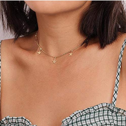 YANCHUN Layered Necklaces for Women Gold Necklace Stack Star Heart Choker Dainty Necklace Love Heart Chain Jewelry Gifts for Women - color: 1 Gold Star Necklace