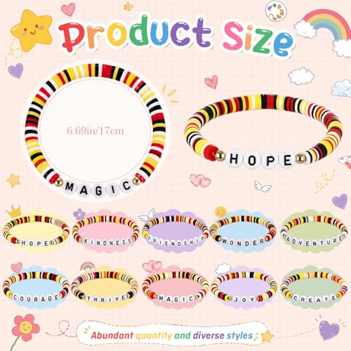 Liliaafar 20 Pcs Inspirational Friendship Bracelets Bulk Adjustable Motivational Beaded Bracelets for Back to School Teacher Gifts Classroom Party Favors - style: Cartoon Story Polymer Clay
