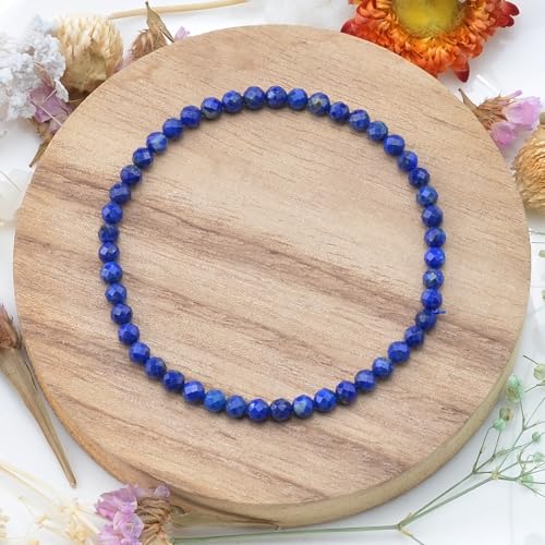 MASSIVE BEADS Natural Genuine Gemstone Beads Healing Crystal Chakra Reiki Jewelry Faceted Round Beads Bracelets 3mm - color: Lapis