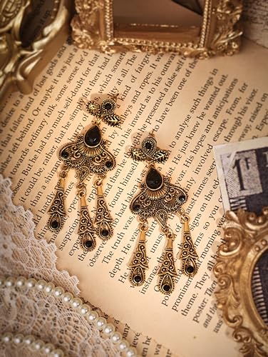 Christmas Halloween Red Heart Shaped Pattern Alloy Earrings, Gothic Antique Style Jewelry for Women - style: Earrings R23-010