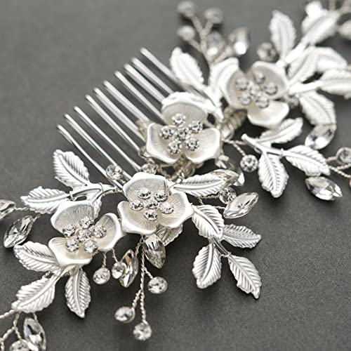 SWEETV Comb, Handmade Wedding Hair Accessory with Rhinestones, Silver, for Brides and Bridesmaids, Bridal Hair Pieces, Wedding Headpiece | Handmade Wedding Hair Clip Accessory Rhinestones Silver Bride Headpiece, Wedding Hair Pieces for Bridesmaids Bridal