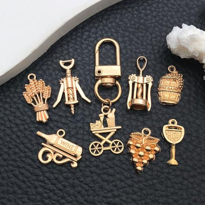 WOCRAFT 60pcs KC Gold Wine Charms Bracelet Charms for Jewelry Making Sets DIY Necklace Bracelet Keychain Crafting Charms Kit Craft Supplies (SN872) - color: KC Gold, size: Wine Charms