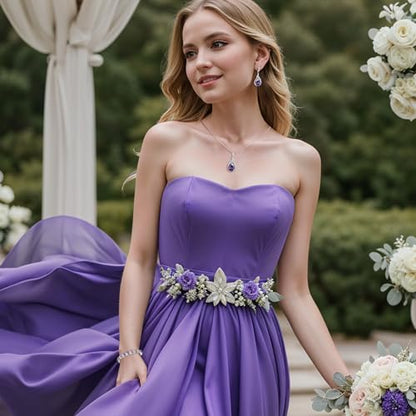 Jewelry Set for Bride, Sparkling Water Drop Cubic Zirconia Crystal Pendant Necklace Leverback Earrings Tennis Bracelet Adjustable Ring Gift for Wedding/Birthday/Mother's Day/Christmas - color: 18-Purple