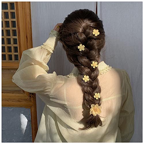 Jumwrit Flower Hair Clips Cute Snap Hair Clips Hawaii Flower Hair Clip 5PCS Hair Barrettes for Women Girls Flower Hair Accessories Clips（Yellow）