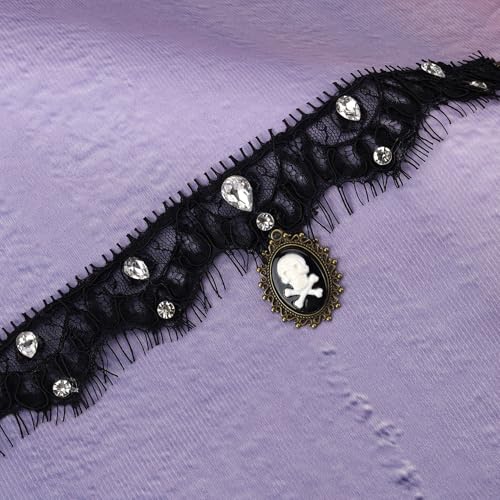 MILAKOO Lace Tattoo Choker for Women Elegant Goth & Elegant Necklace Collarbone Pearl Pendant Collar - color: Black B