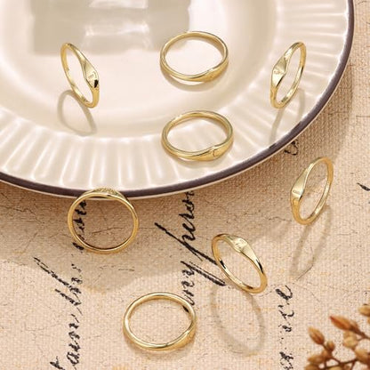 14K Gold Filled Ring Gold Initial Ring Dainty Gold Simple Letter Band Rings Signet Stackable Pinky Alphabet Thin Gold Thumb Rings for Women Non Tarnish Size 6 7 8 9 10 - style: N