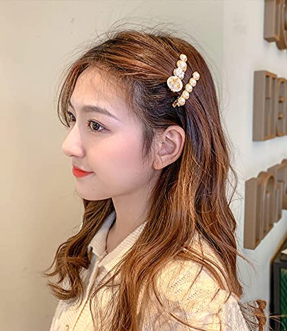 Pearls Hair Clips Pins for Women Girls Trendy Hair Barrettes for Thick Thin Hair for Birthday Gifts Bling Hairpins Headwear Barrette Styling Tools Accessories