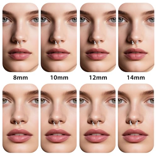 D.Bella 16G 14G Horseshoe Rings Surgical Steel Nose Septum Horseshoe Hoop Earring Eyebrow Tragus Lip Rings Daith Helix Piercing Jewelry for Women Men 6-12mm Smily Piercing Jewelry - color: 14g-silver-black