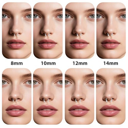 D.Bella 16G 14G Horseshoe Rings Surgical Steel Nose Septum Horseshoe Hoop Earring Eyebrow Tragus Lip Rings Daith Helix Piercing Jewelry for Women Men 6-12mm Smily Piercing Jewelry - color: 14g-silver-black
