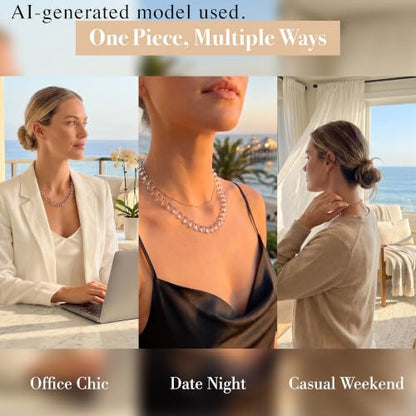 Multi Color Irregular Crystal Bead Necklace for Women, Handmade Knot Teardrop Beads, Layering Beach Party Jewelry Gift, 16IN+3IN Extender 18K Gold Plated Lobster Clasp - color: Clear