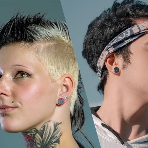 Longbeauty 12Pcs Natural Stone Ear Gauges Plugs Saddle Double Flared Stone Plugs Gauges for Men Women Ear Piercing Jewelry 2g-5/8 - color: 1/2" (12mm)