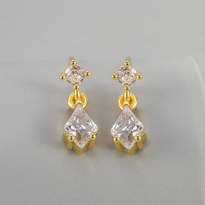 Crystal Drop Dangle Earrings Gold Silver Sparkling CZ Teardrop Earrings Elegant Lightweight Jewelry - color: Gold
