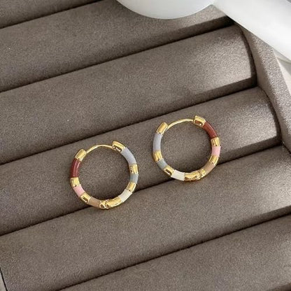 Milan Chiva 14K Gold Plated Small Huggie Dangle Earrings | Lightweight Trendy Heart Dainty Jewelry Hypoallergenic Chunky Gold Hoops Earrings Jewelry Mothers Day Gift for Women - color: E-Gold