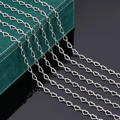UMAOKANG 3 Meters Heart Chain for Jewelry Making Stainless Steel Chain Roll with Jewelry Supplies Findings Women Necklace Bracelet DIY - color: Heart Silver