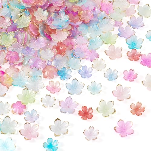 360 pcs Acrylic Flower Bead 5-Petal Floral Bead End Caps Mini Cherry Blossom Spacer Beads Caps for DIY Crafts Bracelet Necklace Earrings Jewelry Making - color: Cherry Blossom Flower,Mixed Color