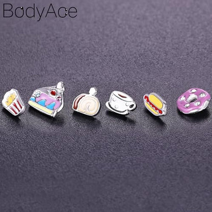 16G/18G Stud Piercings Jewelry Food Fruit Lip Studs Labret Ring Surgical Steel Flat Back Earrings for Nose Conch Lip Medusa Tragus Piercing Internal Thread - color: A, size: 1.2mm=16G;Bar Length:8mm