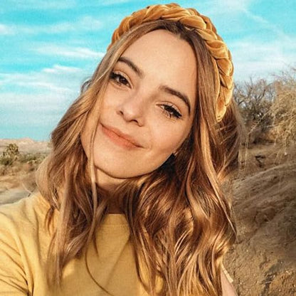 DRESHOW Braided Headbands for Women Velvet Hair Hoop Elastic Criss Cross Hair Bands Accessories - color: 01 Pc: Gold Velvet Braided a