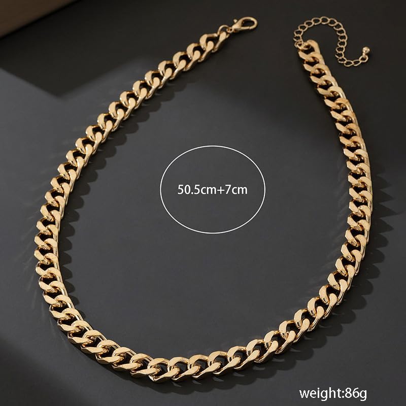 Chunky Cuban Link Curb Chain Necklace for Women Men Dainty Gold Silver Tone Choker Thick Trendy Statement Diamond Cut Punk Hip Hop Cuban Chain Jewelry Gifts Unisex Size 5mm/9mm/13mm/16mm - color: Curb Chain Necklace