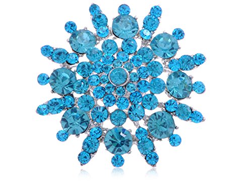 Alilang Adustable Silver Blue Purple Iridescent Crystal Rhinestones Snowflake Flower Floral Ring - color: Blue