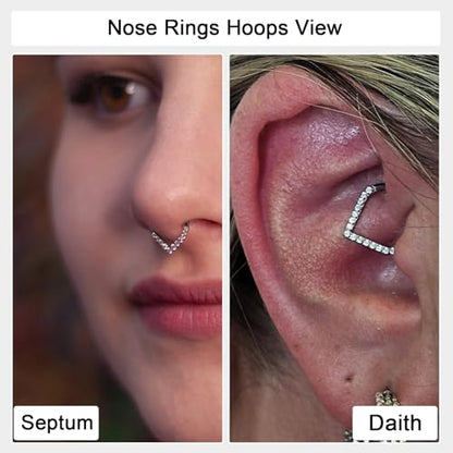 Titanium 16G Septum Ring Piercing Jewelry Nose Rings Hinged Clicker Hoop | G23 Titanium Silver Gold Hinged Segment Daith Piercing Jewelry Non-irritating , Clicker Septum Nose Piercing Jewelry Hoops - color: 03 Heart CZ-Gold, size: 16G-8mm