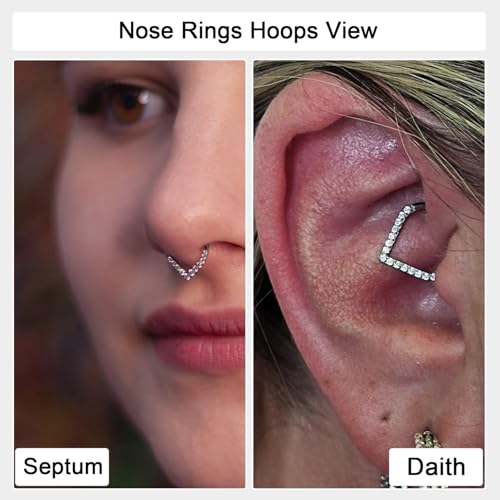 Titanium 16G Septum Ring Piercing Jewelry Nose Rings Hinged Clicker Hoop | G23 Titanium Silver Gold Hinged Segment Daith Piercing Jewelry Non-irritating , Clicker Septum Nose Piercing Jewelry Hoops - color: 03 Heart CZ-Gold, size: 16G-10mm