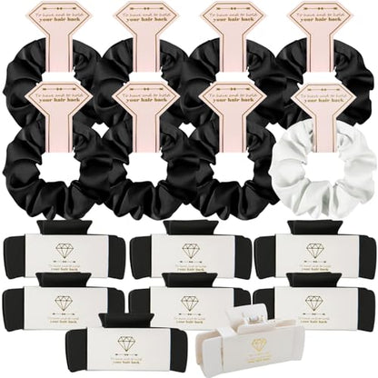 Bridesmaid Scrunchies Proposal Gifts 4.1 Inch Square Set of 8 Bachelorette Hair Claw Clips ideas Bridal Shower Gift for Wedding Party Favors (16pcs White&Black) - color: 16pcs White&Black