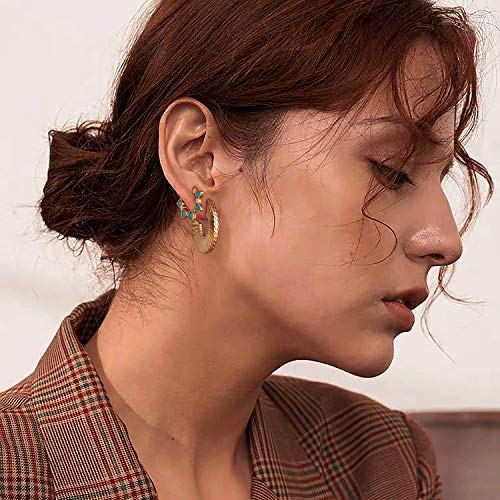 MYEARS Women Earrings Gold Huggie Hoop 14K Small Simple Hypoallergenic Everyday Jewelry - style: Sun