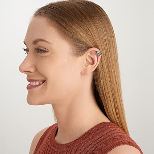 MORGAN & PAIGE .925 Sterling Silver Celtic Heart Knot Ear Cuff Earrings for Women - Rose Gold, Yellow Gold Plated or Oxidized Silver Ear Cuffs Non Piercing, Cartilage Earring Silver Ear Clips Jewelry - color: Oxidized 925 Sterling Silver - Heart Knot, siz